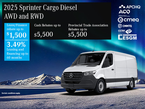 2025 Sprinter Cargo Diesel AWD and RWD