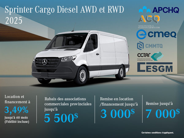 Sprinter Cargo Diesel AWD et RWD 2025