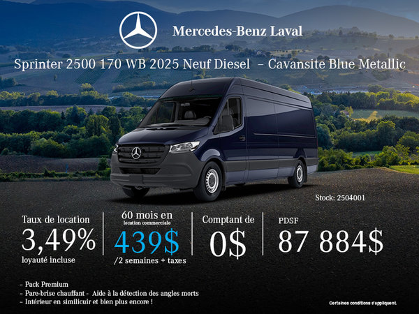 2025 Sprinter 2500 170 Wheelbase High Roof RWD