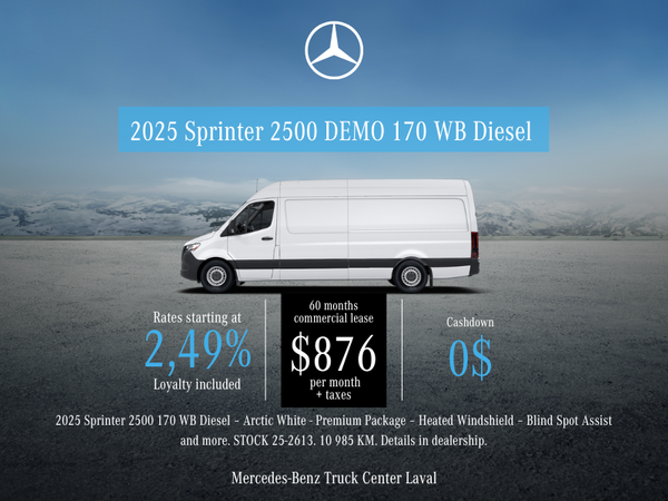DEMO SPECIAL: 2025 Sprinter 2500 170 WB Diesel