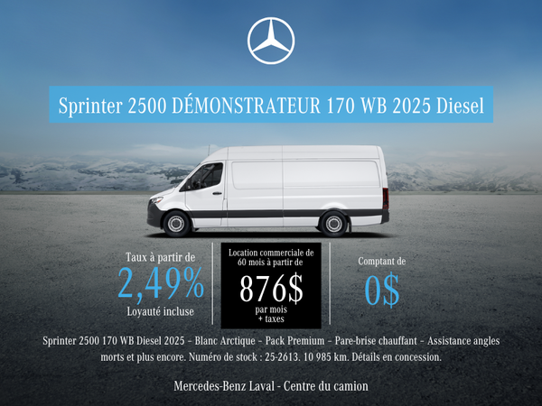 DÉMO SPÉCIAL: Sprinter 2500 170 WB Diesel 2025