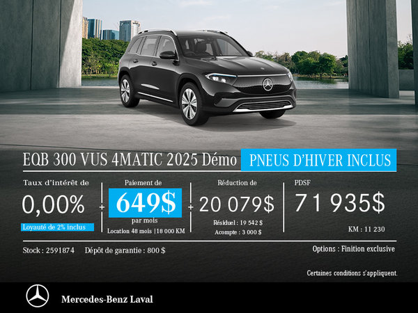 EQB 300 VUS 4MATIC 2025 Démo