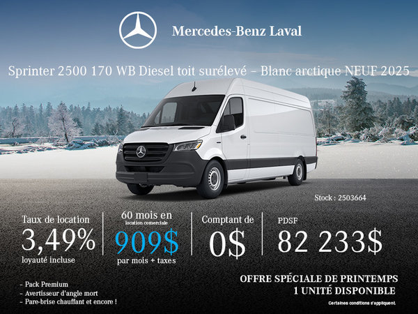Sprinter 2500 170 po WB à toit élevé 2025, diesel
