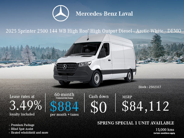 2025 Sprinter 2500 144 WB High Roof High Output Diesel