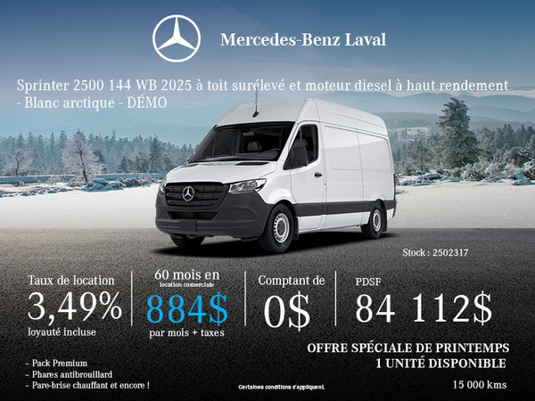 Sprinter 2500 144 po WB à toit élevé 2025, diesel à haut rendement