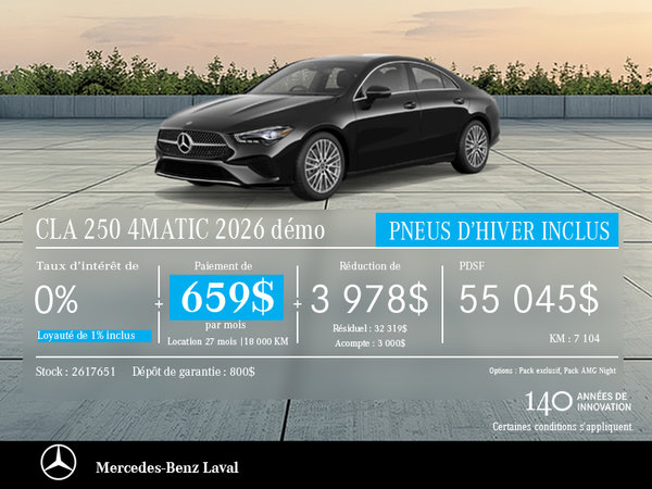 CLA 250 4MATIC 2026 DÉMO