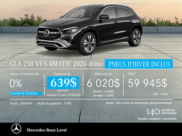 GLA 250 VUS 4MATIC 2026 DÉMO