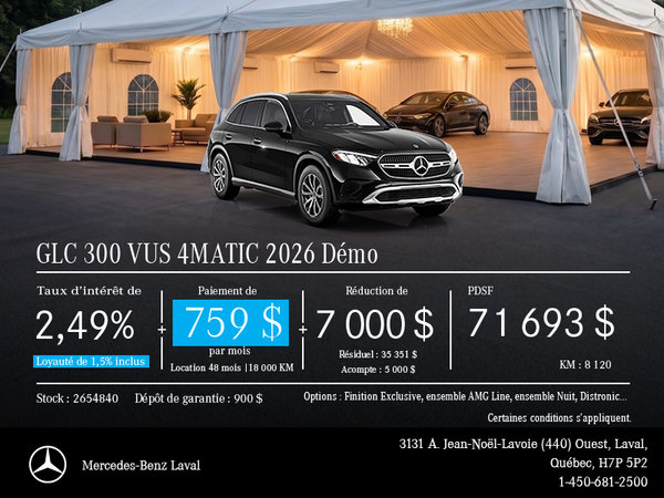 GLC 300 VUS 4MATIC 2026 Démo