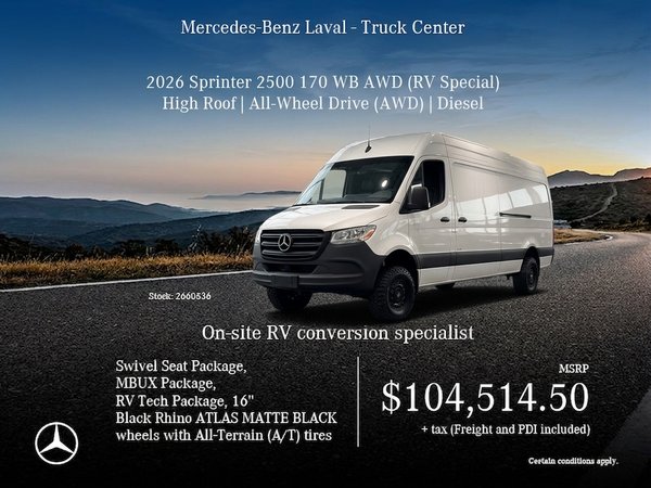 2026 Sprinter 2500 - 170 WB High Roof - Diesel