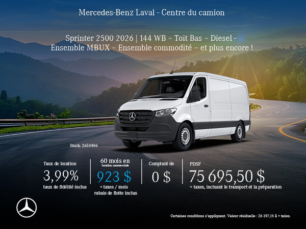 Sprinter 2500 144 WB 2026 - Toit bas - Diesel