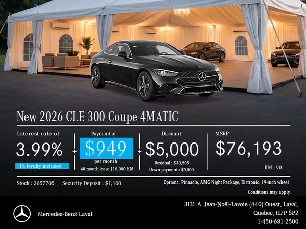 New 2026 CLE 300 Coupe 4MATIC