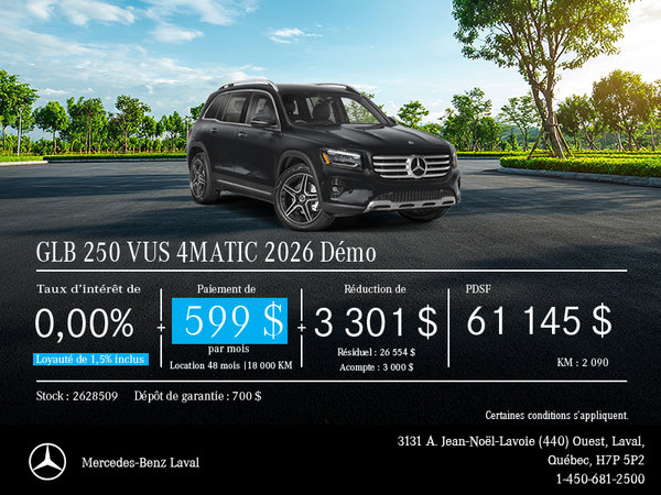 Démo GLB 250 VUS 4MATIC 2026