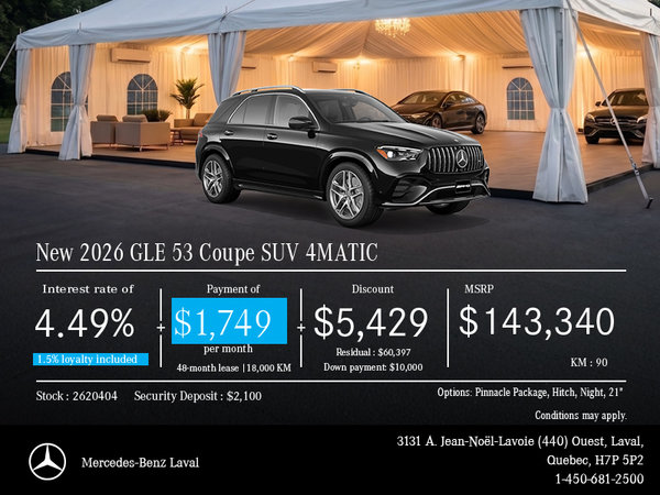 New 2026 GLE 53 Coupe SUV 4MATIC