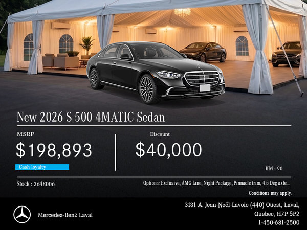 New 2026 S 500 4MATIC Sedan