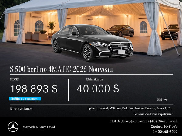S 500 Berline 4MATIC 2026 Nouveau