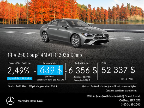 Mercedes-Benz CLA 250 Coupé 4MATIC Démo 2026