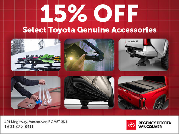 15% OFF SELECT TOYOTA GENUINE ACCESSORIES