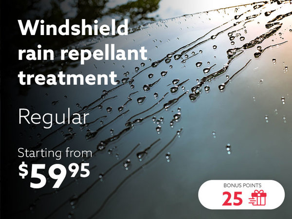 Windshield rain repellant treatment