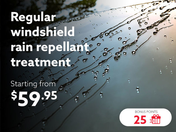 Windshield rain repellant treatment