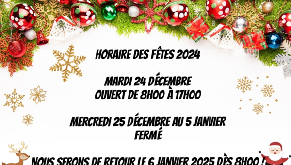 Horaire des Fêtes