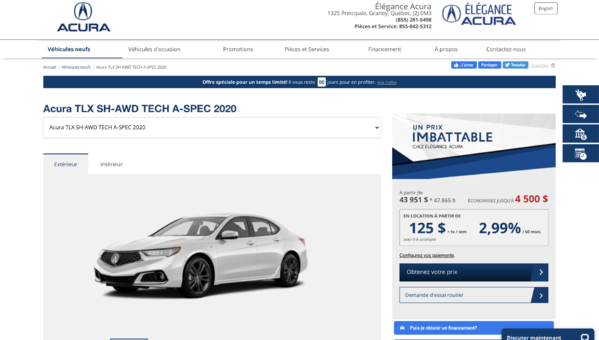 Comment magasiner un nouveau véhicule Acura sur le site de Élégance Acura