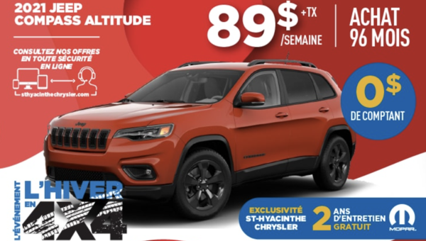 PROMOTION 2021 JEEP COMPASS À PETIT PRIX