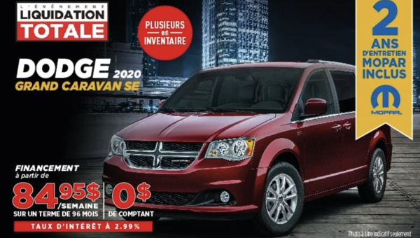 L'offre de la DODGE GRAND CARAVAN 2020 à prix réduit