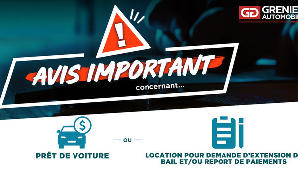 Avis important concernant votre prêt de voiture ou location !