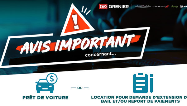 Avis important concernant votre prêt de voiture ou location !