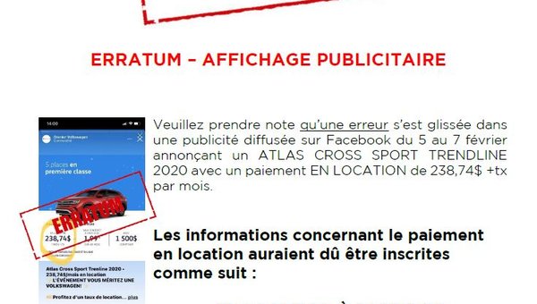 ERRATUM - AFFICHAGE PUBLICITAIRE