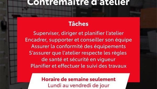 CONTREMAÎTRE.ESSE D'ATELIER
