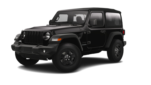 Front 3/4 view of Jeep Wrangler Sport.