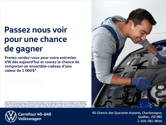 Passez nous voir pour une chance de gagner