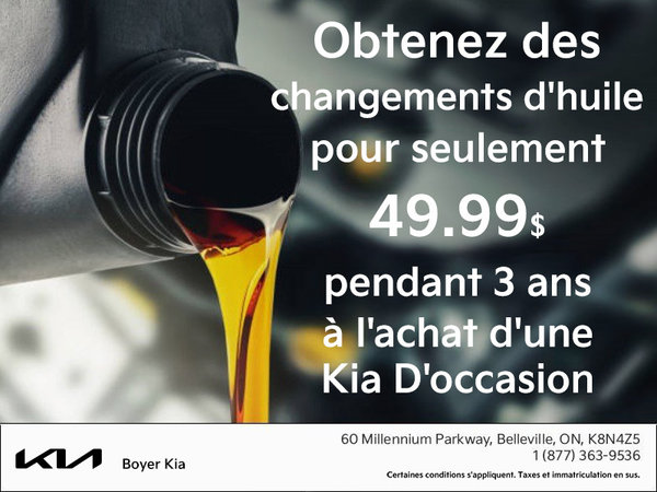 Obtenez des changements d'huile pour seulement 49,99 $