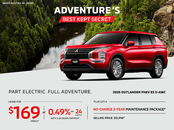 Lease a 2025 Mitsubishi Outlander PHEV ES S-AWC for as low as $169 weekly*