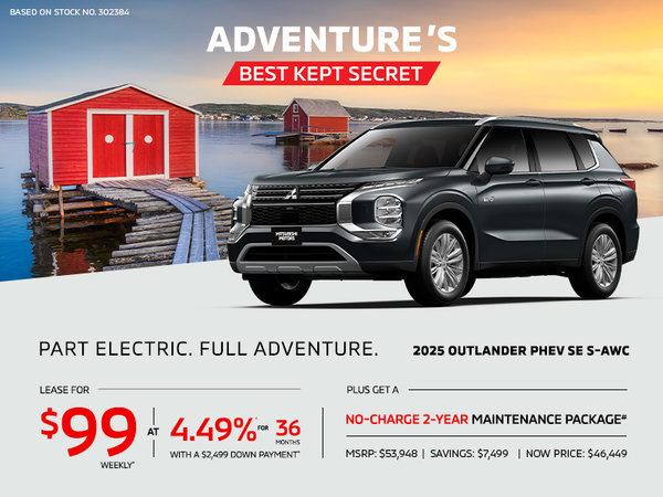 Lease a 2025 Mitsubishi Outlander PHEV SE S-AWC for as low as $99 weekly*