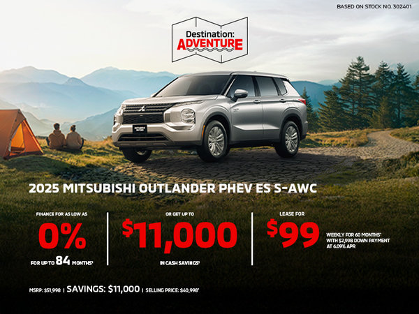 Lease a 2025 Mitsubishi Outlander PHEV ES S-AWC for as low as $99 weekly*