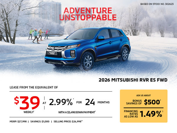 Lease a 2026 Mitsubishi RVR ES FWD for as low as $39 weekly*