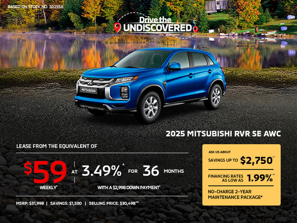 Lease a 2025 Mitsubishi RVR SE AWC for as low as $59 weekly*