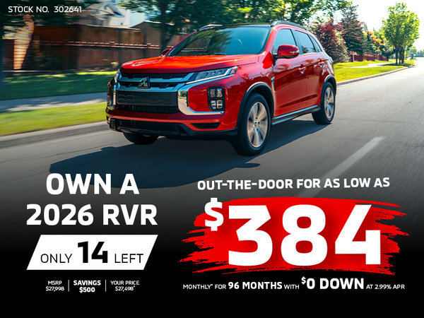 14 Left! Own a 2026 Mitsubishi RVR for as low as $384 monthly*