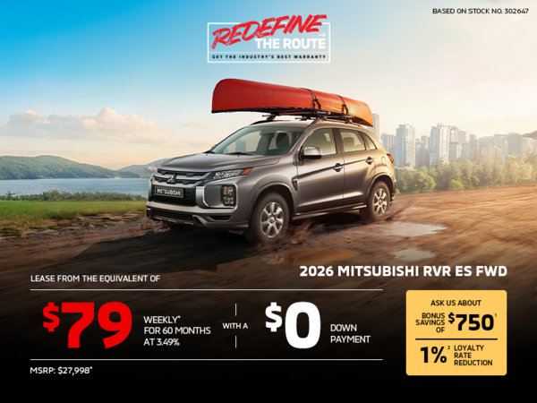 Lease a 2026 Mitsubishi RVR ES FWD for as low as $79 weekly*