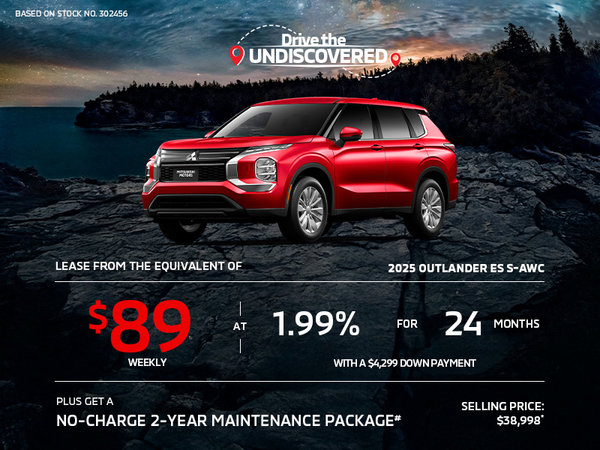 Lease a 2025 Mitsubishi Outlander ES S-AWC for as low as $89 weekly*