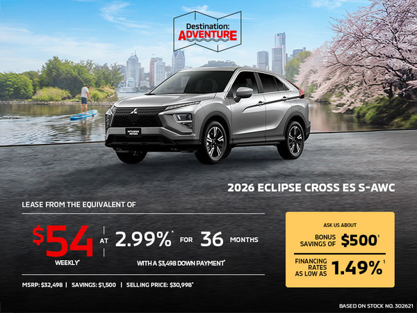 Lease a 2026 Mitsubishi Eclipse Cross ES S-AWC for as low as $54 weekly*