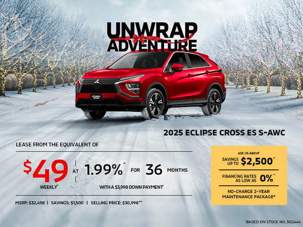 Lease a 2025 Mitsubishi Eclipse Cross ES S-AWC for as low as $49 weekly*