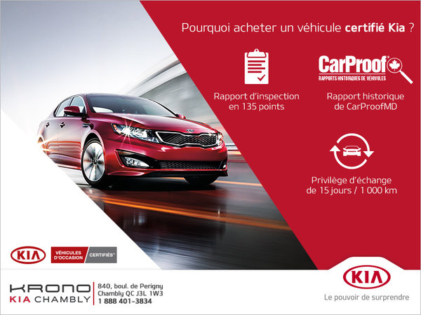 Pourquoi acheter un véhicule certifié Kia?