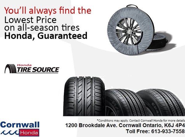 Guaranteed Lowest Price on Tires at Cornwall Honda