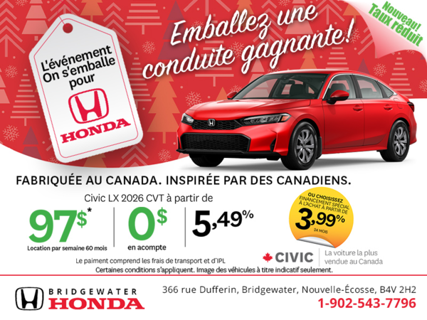 Obtenez la Honda Civic 2026!
