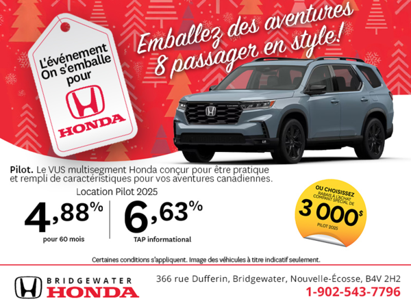 Obtenez le Honda Pilot 2025 !