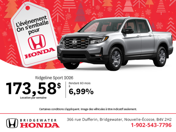 Obtenez le Honda Ridgeline 2026 !