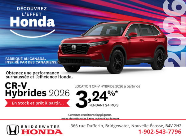 Obtenez le Honda CR-V hybride 2026 !	